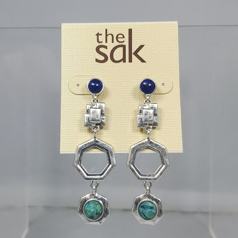 The Sak Stone & Metal Linear Post Back Earrings , Silver/Multi